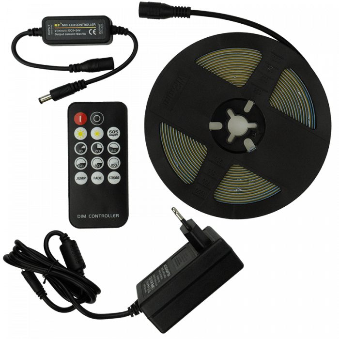 Set banda COB 24V 4000K 7W/m 630lm/m IP20 5m