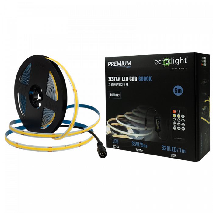 Set banda COB 24V 6000K 7W/m 630lm/m IP20 5m