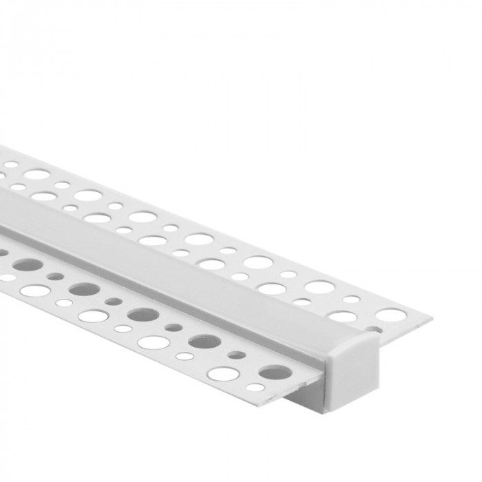 Set profil aluminiu GP02 incastrat (RIGIPS) ALB + dispersor alb laptos 2m