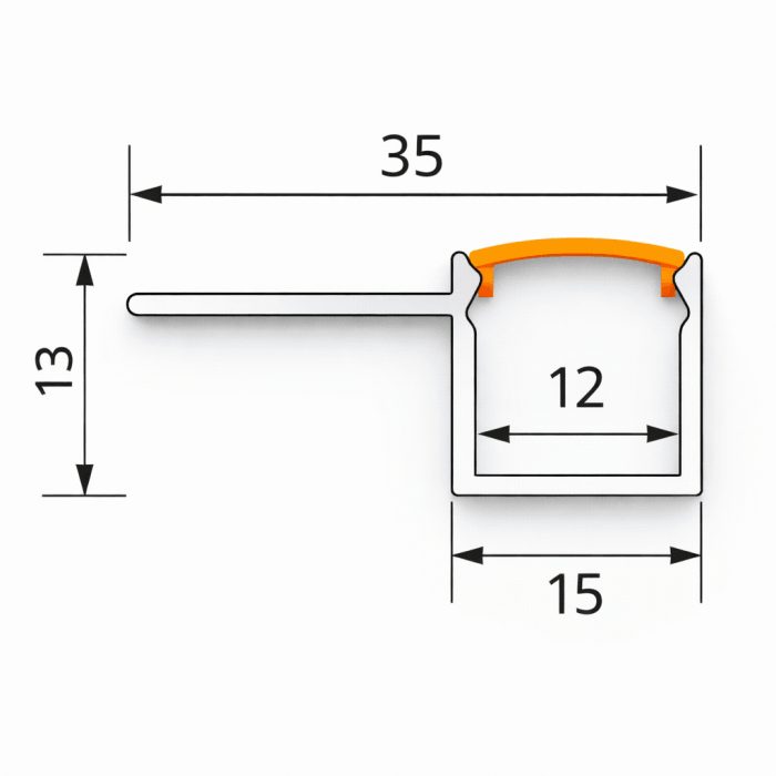 Set profil aluminiu GP1S incastrat (RIGIPS 1 LATURA) ALB + dispersor alb laptos 2m