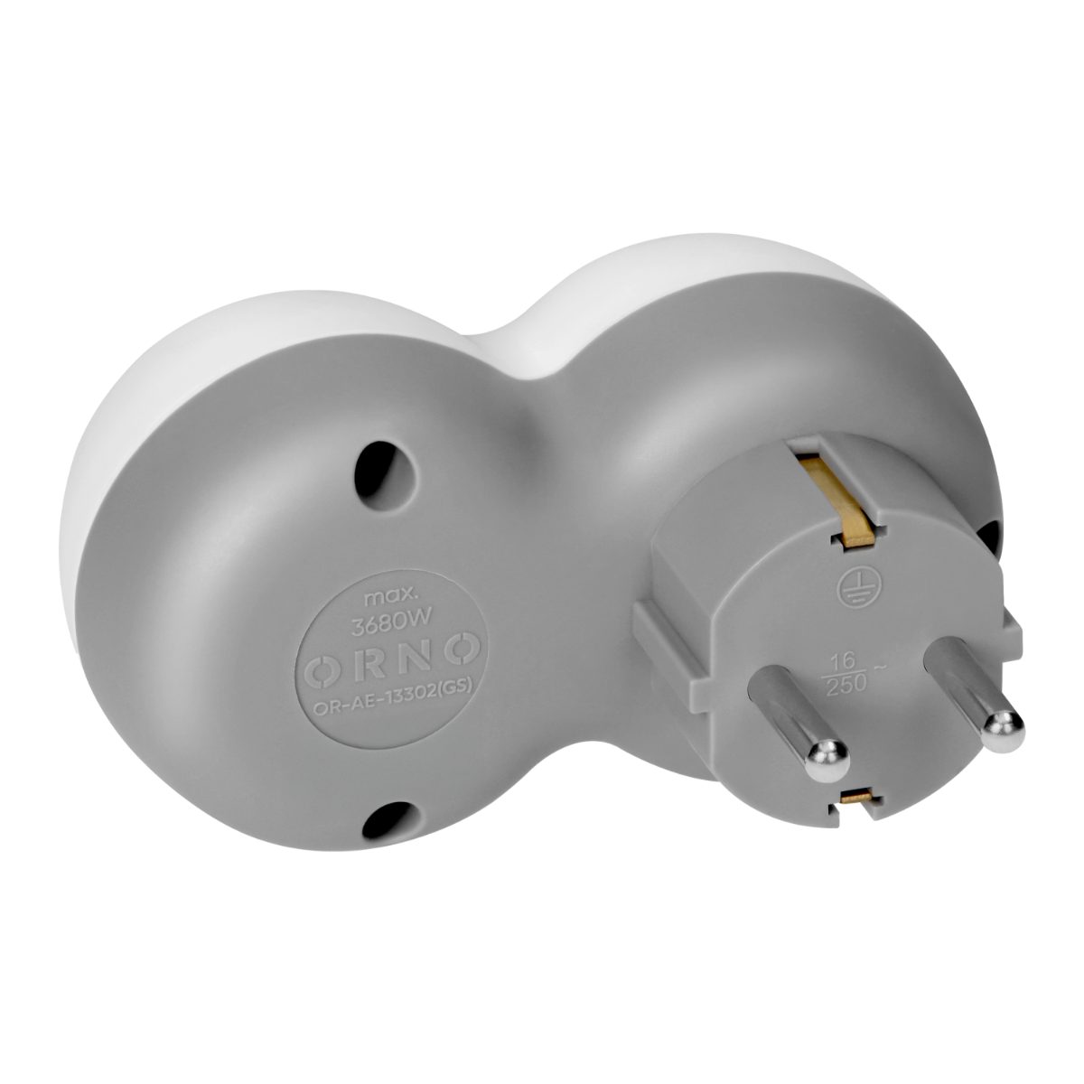 Splitter P+E cu incarcator USB-A+C schuko alb-gri