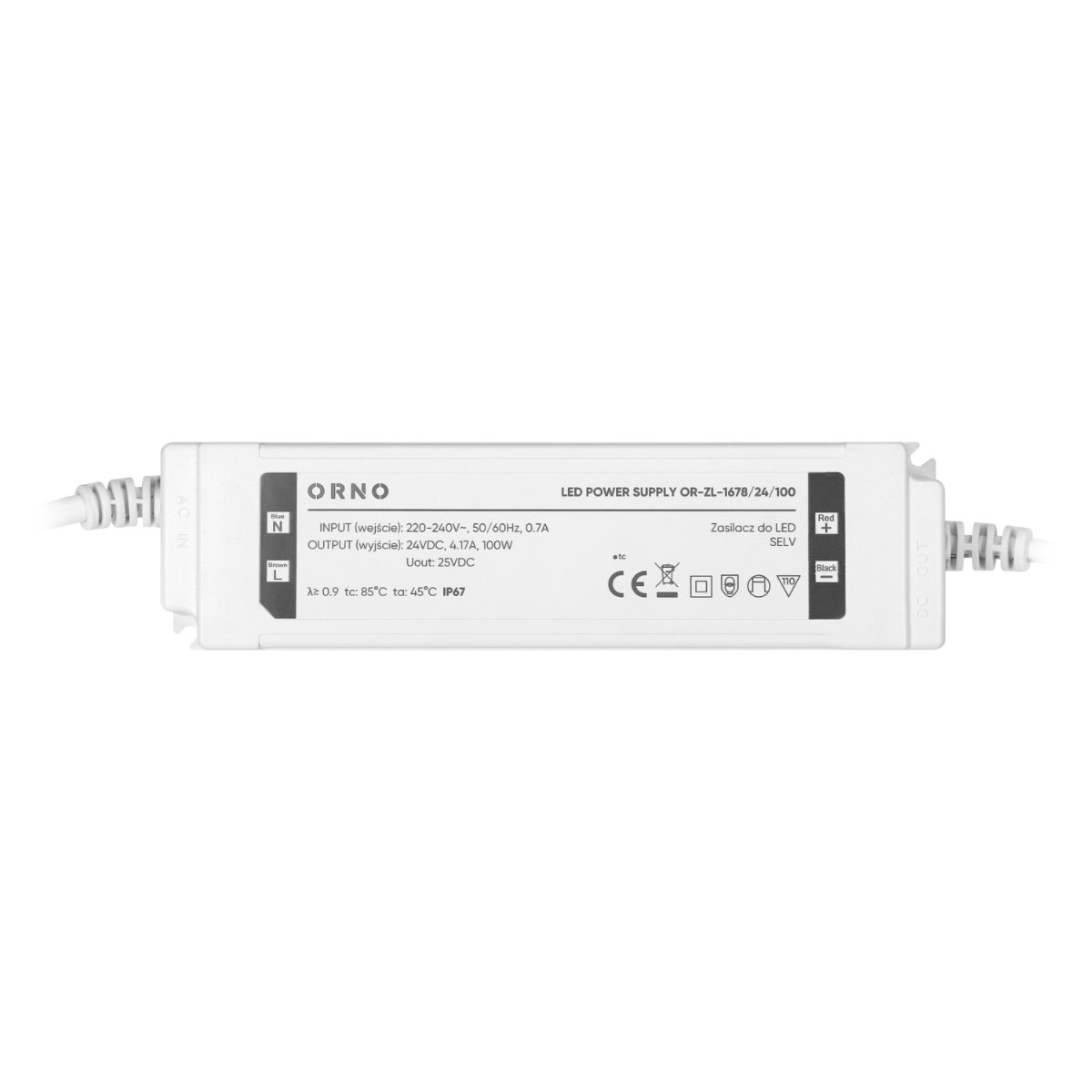 Transformator LED 24V 100W 4.17A IP67 carcasa din plastic