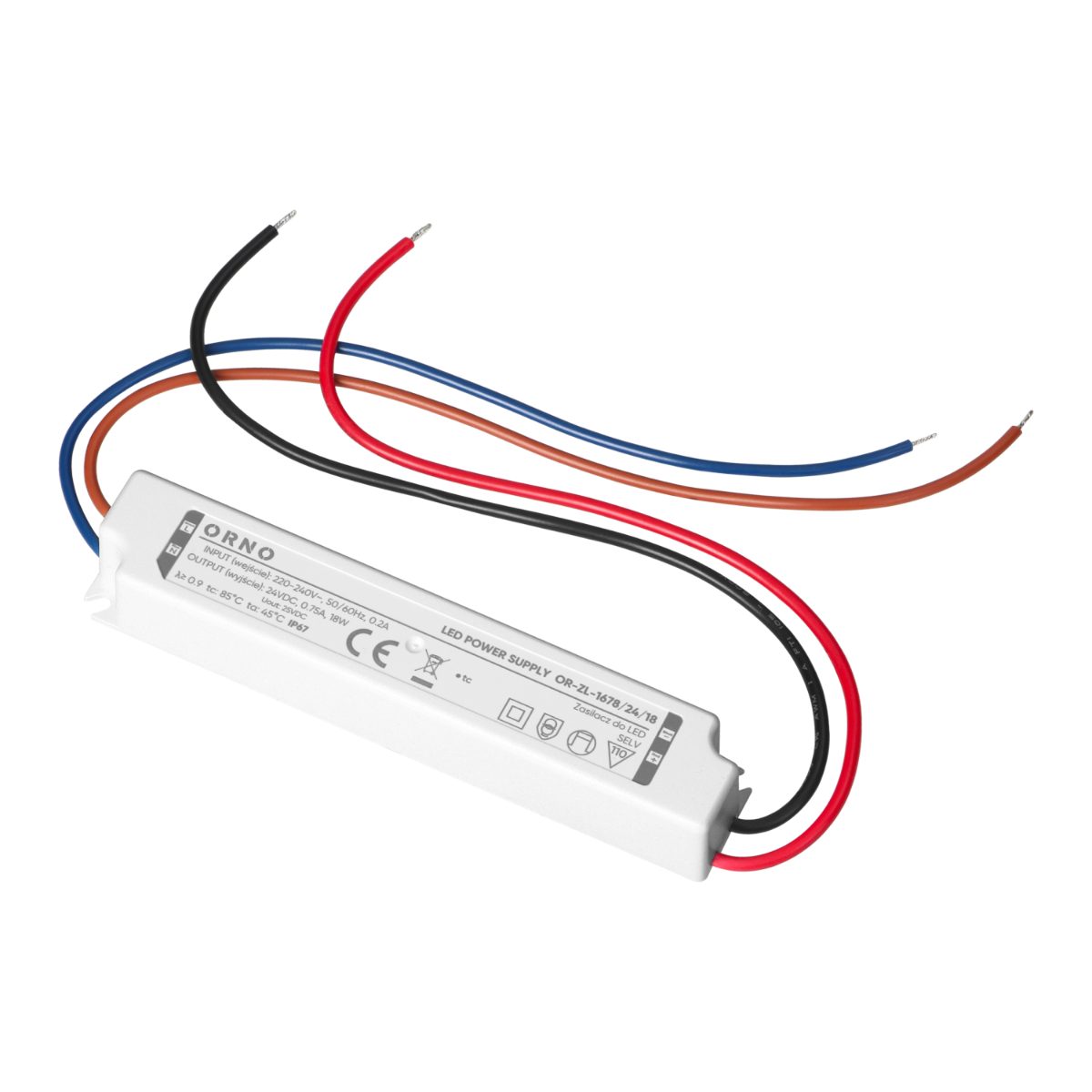 Transformator LED 24V 18W 0.75A IP67 carcasa plastic