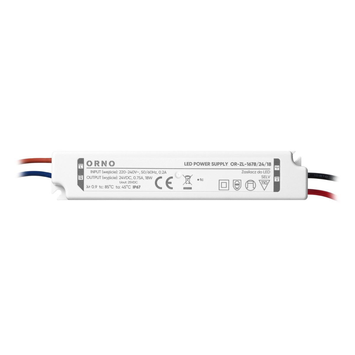 Transformator LED 24V 18W 0.75A IP67 carcasa plastic