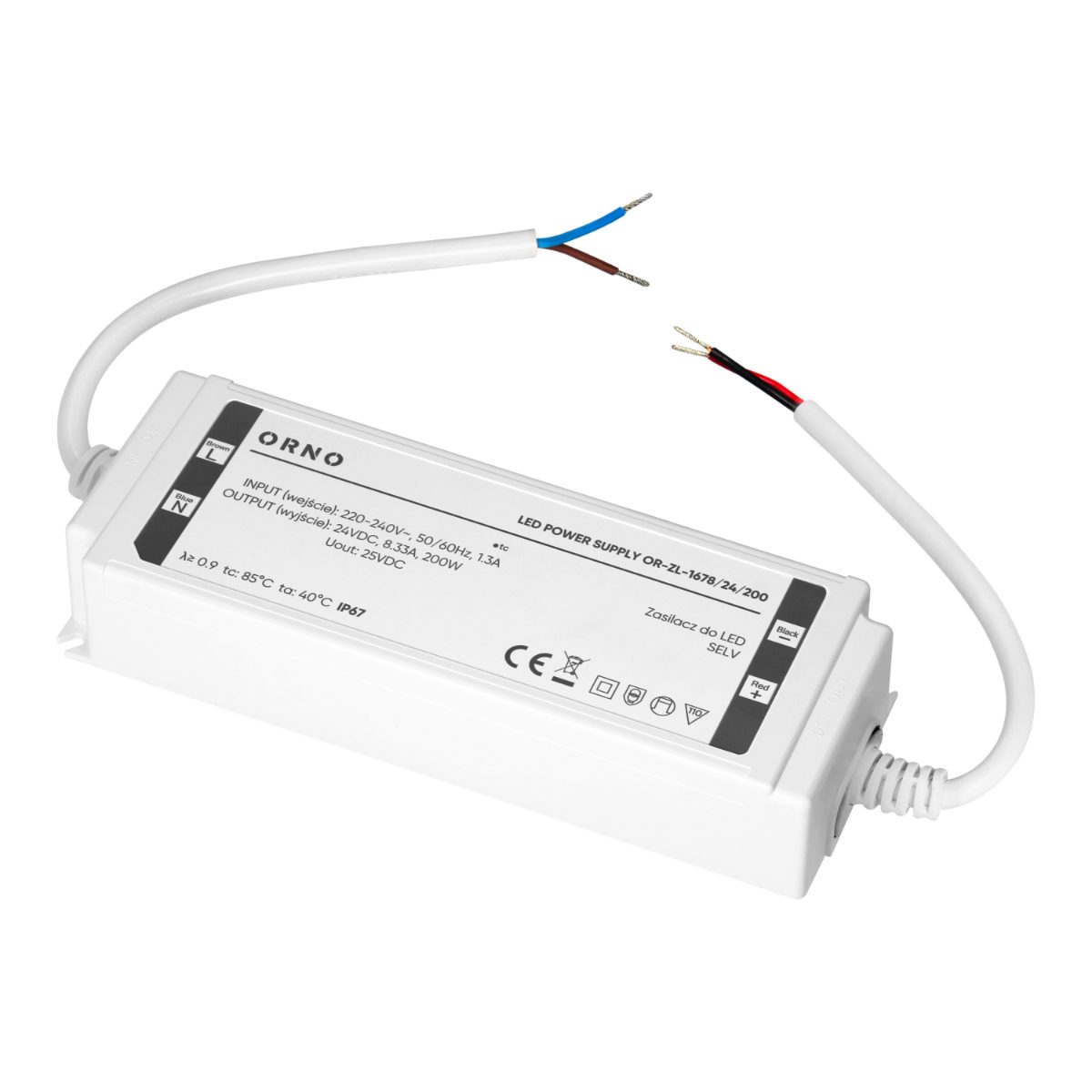 Transformator LED 24V 200W 8.33A IP67 carcasa din plastic