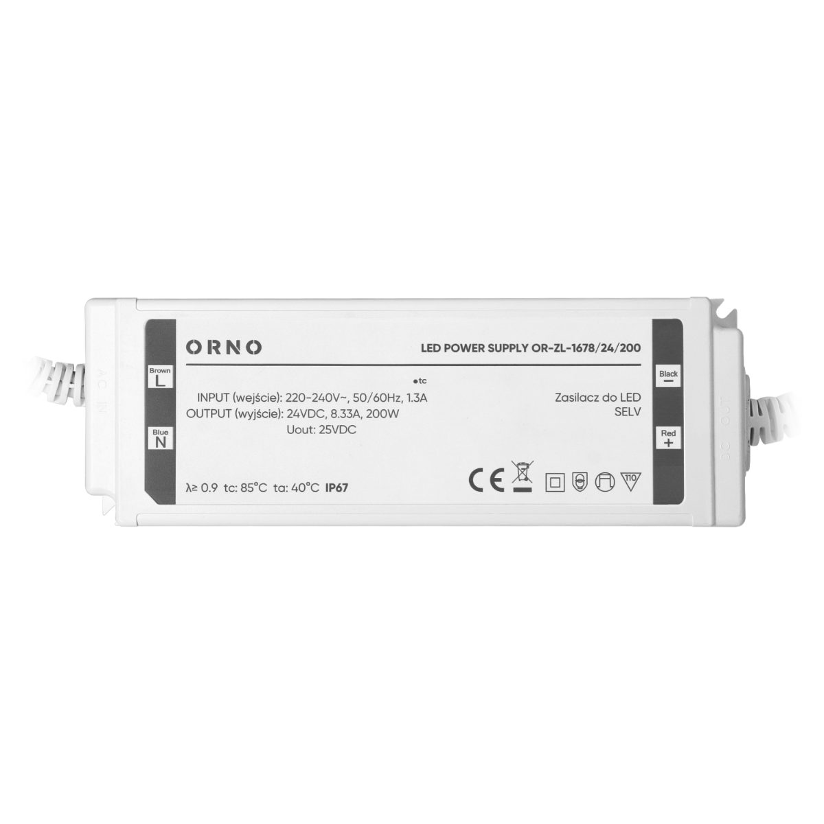 Transformator LED 24V 200W 8.33A IP67 carcasa din plastic