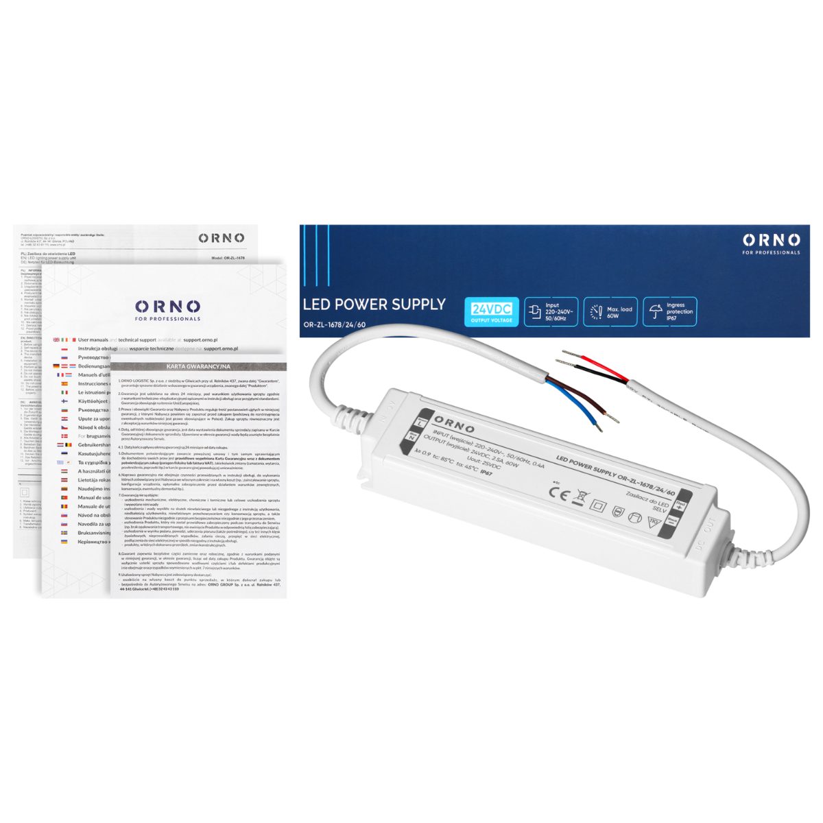 Transformator LED 24V 60W 2.5A IP67 carcasa plastic