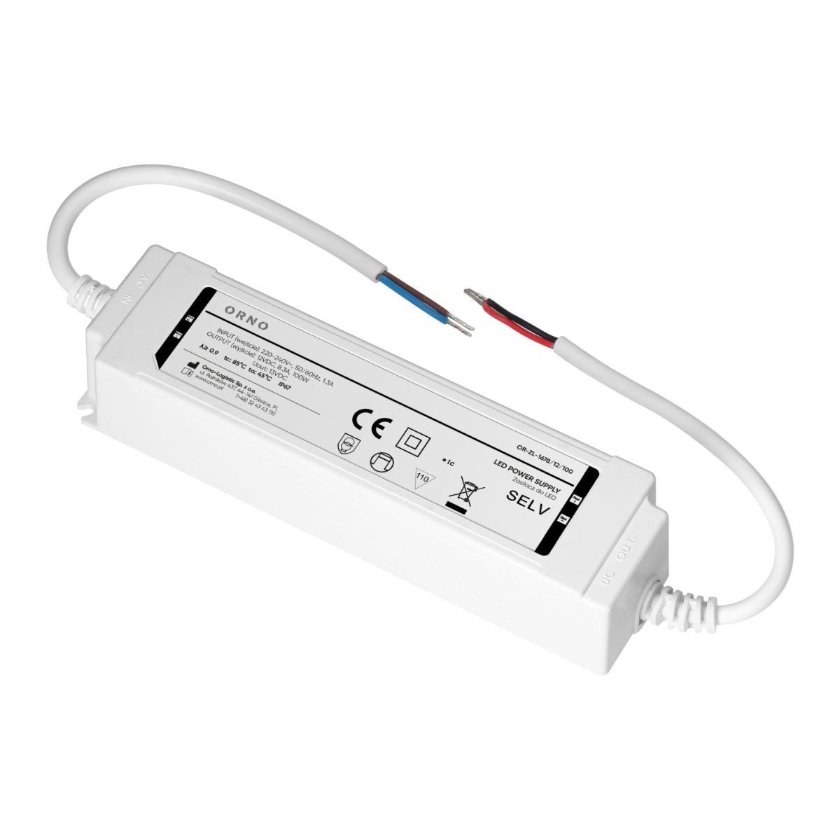 Transformator LED IP67 12V 100W 4,17A 192x40x52mm carcasa plastic