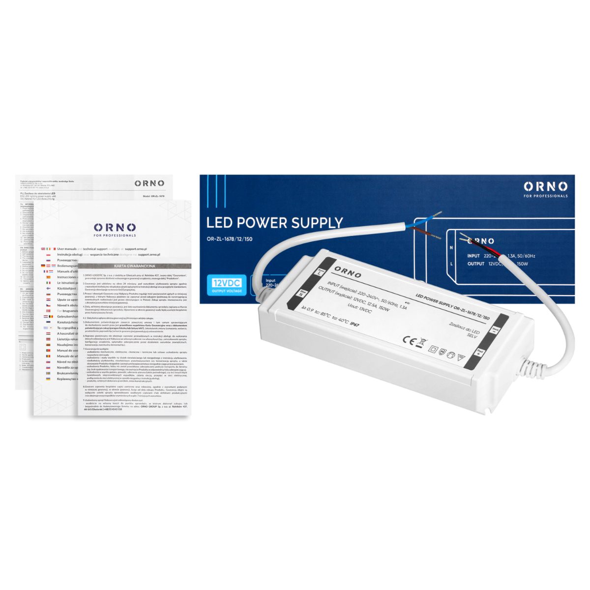 Transformator LED IP67 12V 150W 6,25A 195x40x68mm carcasa plastic