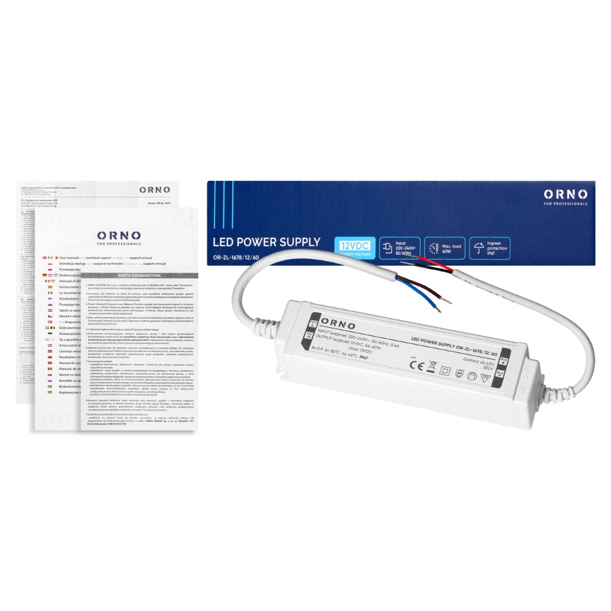 Transformator LED IP67 12V 60W 5A 170x34x43mm carcasa plastic
