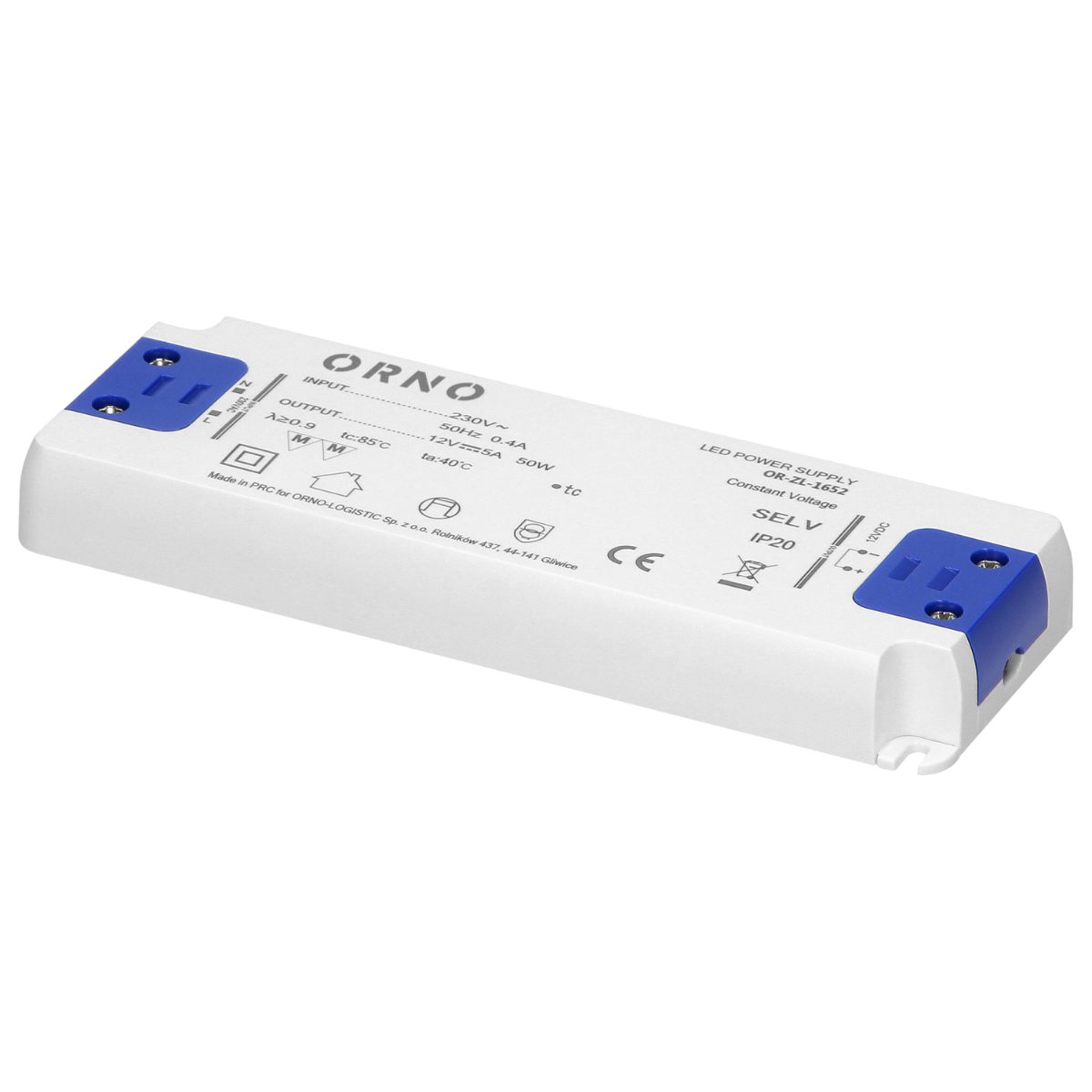 Transformator LED SLIM 12VDC 50W IP20 H:18mm