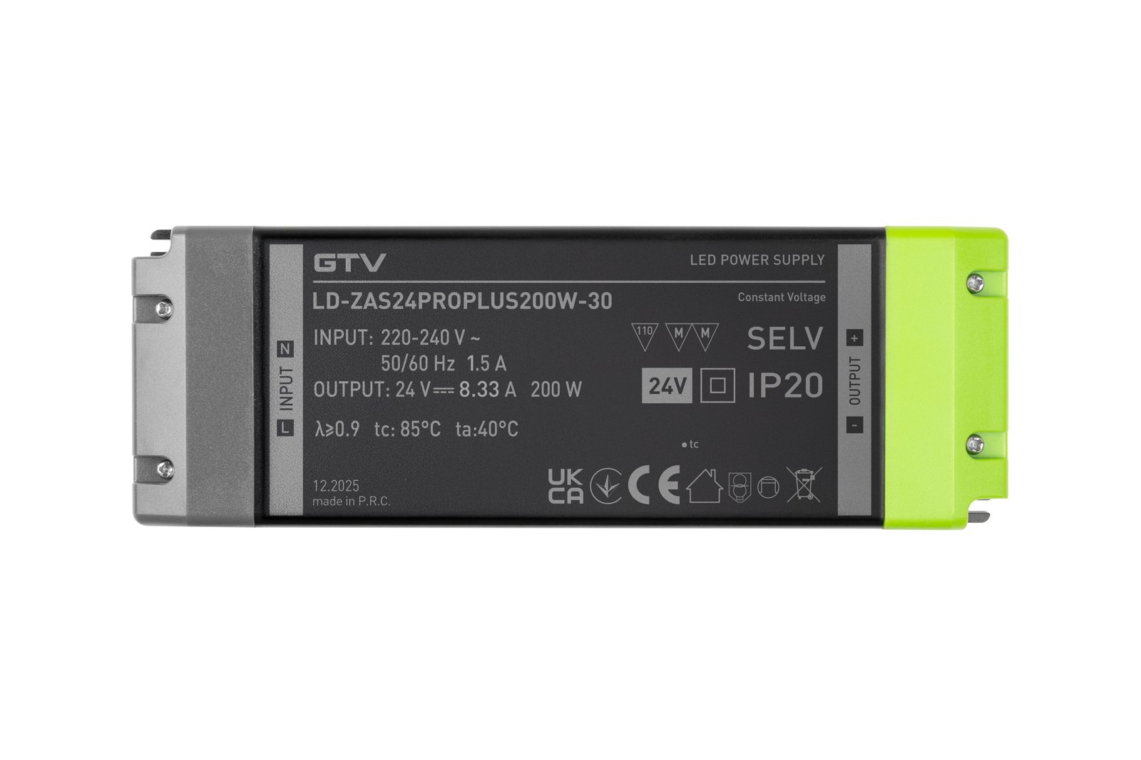 Transformator PRO+ 24V 200W in: 220-240VAC IP20 205x71x35mm