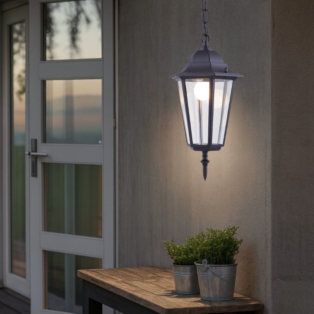 Pendul de exterior, 1 x E27, IP44, design clasic, finisaj negru mat