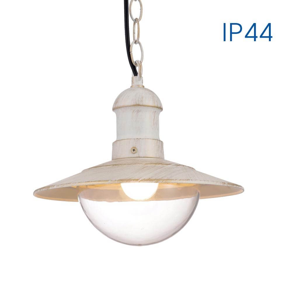 Aplica suspendata de exterior, 1 x E27, IP44, design modern, alb mat