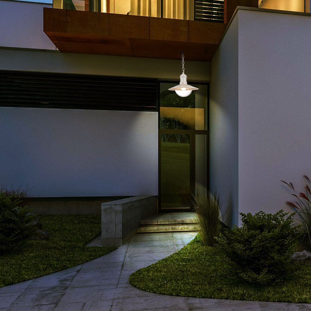 Aplica suspendata de exterior, 1 x E27, IP44, design modern, alb mat