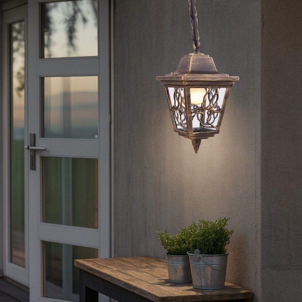 Aplica suspendata de exterior, 1 x E27, IP44, design modern, finisaj auriu antichizat
