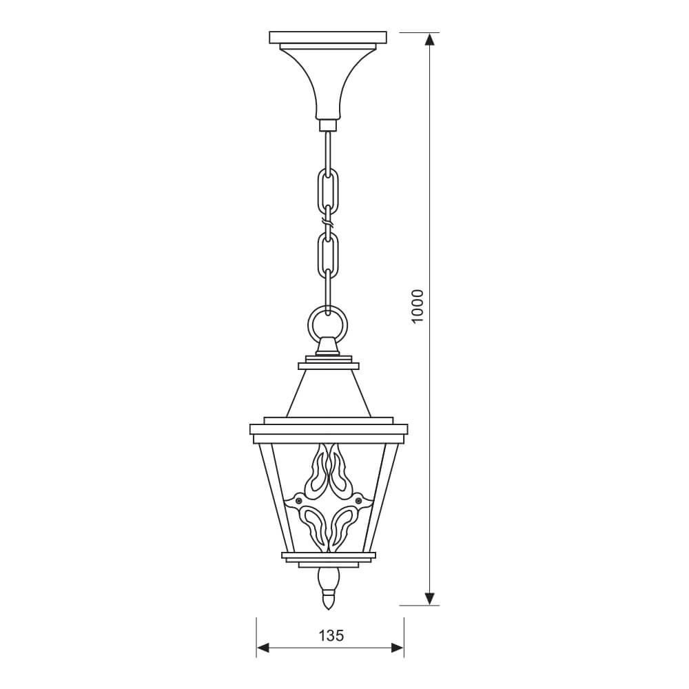 Aplica suspendata de exterior, 1 x E27, IP44, design modern, finisaj auriu antichizat