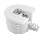 Conector excentric 20mm + pin 6x7mm plastic alb