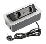 Grup prize birou SOFT 3x Schuko 2xUSB 2.1A AC220-240V IP20 1.5 m aluminiu