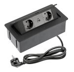 Grup prize birou SOFT 3x Schuko AC220-240V IP20 1.5 m NEGRU