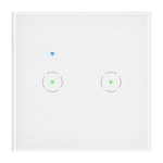 Intrerupator dublu 10A IP20 rama sticla Tuya Smart Wi-Fi alb