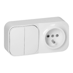 Intrerupator dublu + priza simpla aplicata ToDo 16A/230VAC IP20 alba