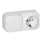 Intrerupator simplu + priza simpla aplicata ToDo 16A/230VAC IP20 alba