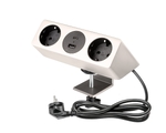 Priza cu fixare blat 2xSchuko 2xUSB A+C cablu 1.5m inox