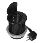 Priza incastrabila 1xSchuko 1xUSB tip C PD20W cablu 1.9m neagra