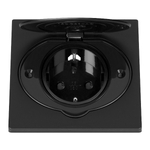 Priza neagra Schuko IP44 otel inoxidabil incastrabila