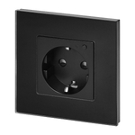 Priza simpla 16A IP20 rama sticla Tuya Smart Wi-Fi negru