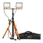 Set 2 proiectoare LED LAVILED 2x50W 9000lm 4000K CRI>90 IP65 cu trepied si geanta